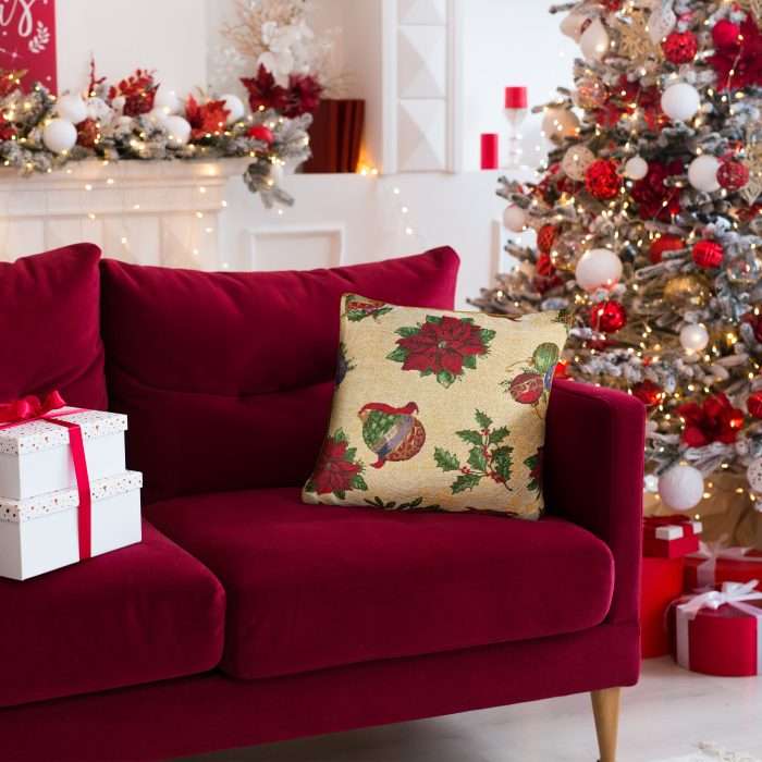 Christmas Carol Tapestry Cushion, Multicolour - Image 3