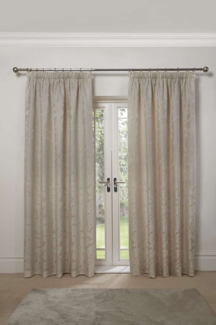 Duchess Lined Pencil Pleat Curtains, Cream (Jacquard Design) - Image 3