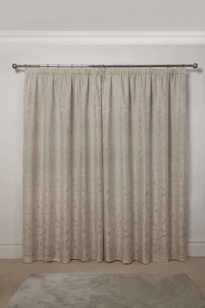 Duchess Lined Pencil Pleat Curtains, Cream (Jacquard Design) - Image 4
