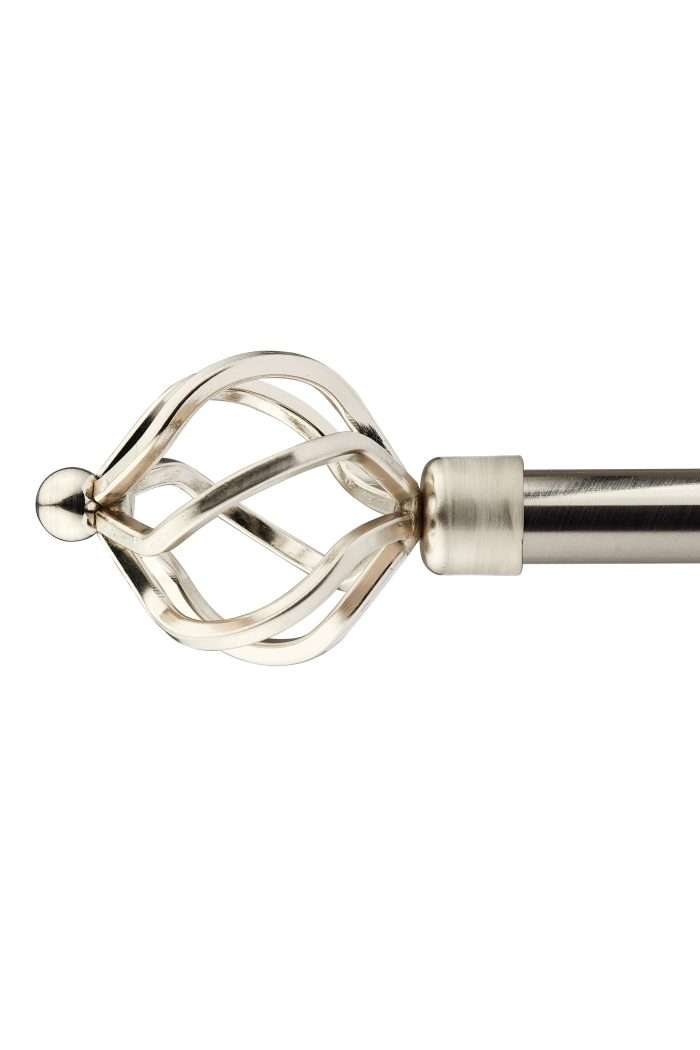 Bird Cage Extendable Curtain Pole, Brushed Silver (With End Finials) - Image 2
