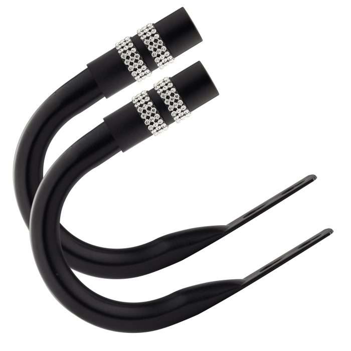 Diamante Holdback Tiebacks, Matt Black (Pair With End Finials) - Image 2