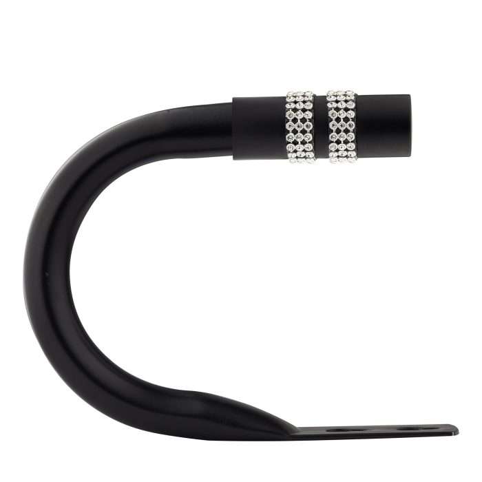 Diamante Holdback Tiebacks, Matt Black (Pair With End Finials) - Image 3