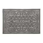 Welcome Door Mat, Grey (Easy-Care & Dirt-Trapping)
