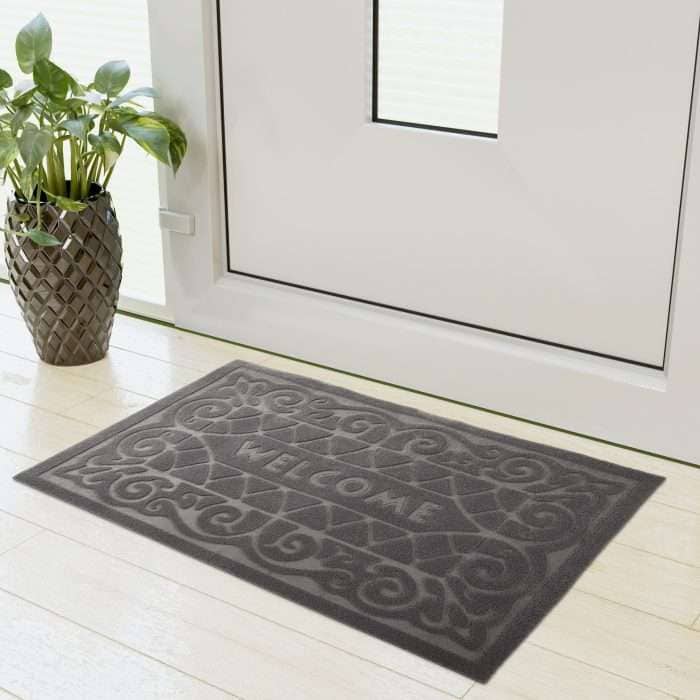Welcome Door Mat, Grey (Easy Care)