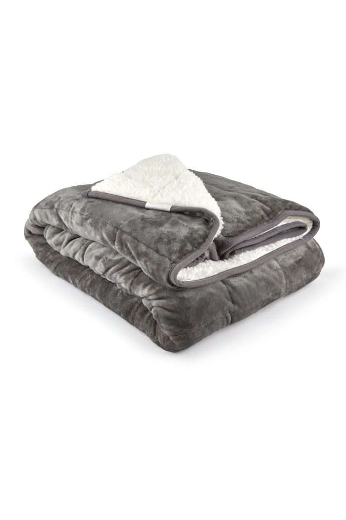 WESHxxxxGREY2 Weighted Sherpa Blanket, Grey - Image 1