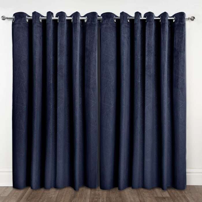 Midnight Eyelet Curtains, Navy (Blackout & Thermal) - Image 5
