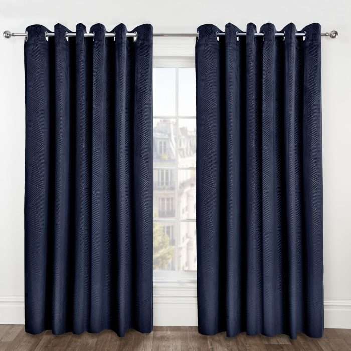 Midnight Eyelet Curtains, Navy (Blackout & Thermal) - Image 4