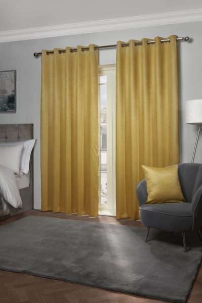 Ambiance Eyelet Curtains, Ochre (Thermal & Blackout)