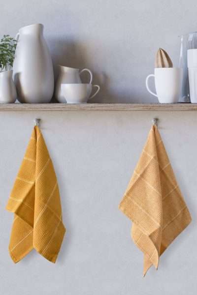 Utopia Tea Towels, Ochre (Pack of Three)