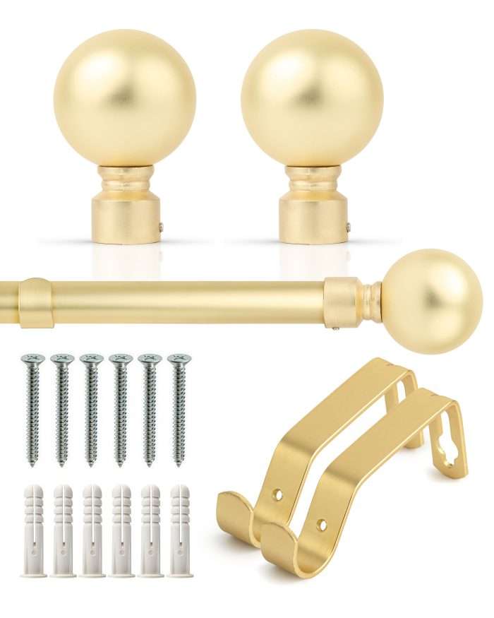 Ball Extendable Curtain Pole, Gold - Image 3