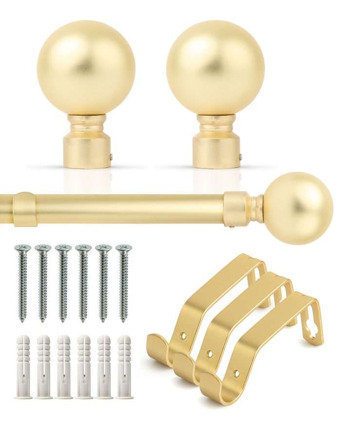 Ball Extendable Curtain Pole, Gold - Image 4