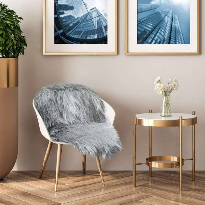 Lux Faux Fur Room Rug, Silver - Image 5