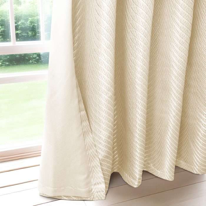 Aura Eyelet Curtains, Cream (Lined Jacquard) - Image 4