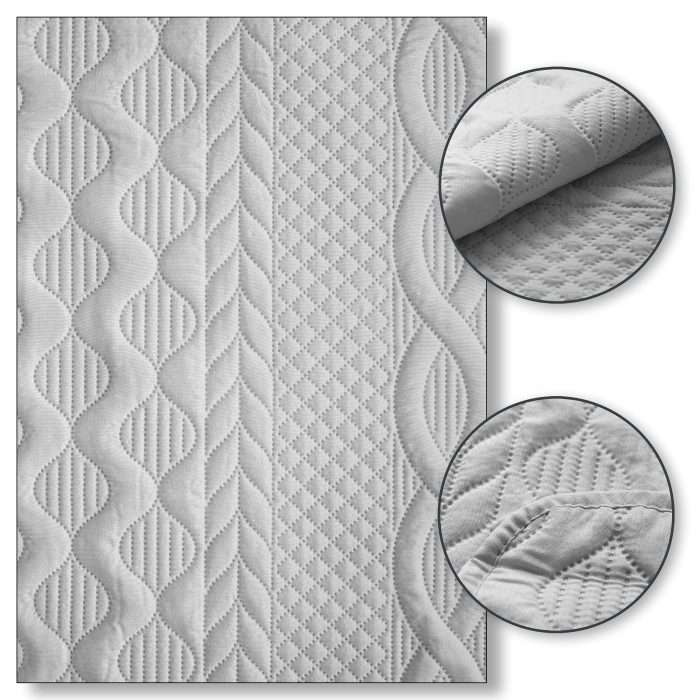Aran Bedspread, Silver (Quilted Design) - Image 5