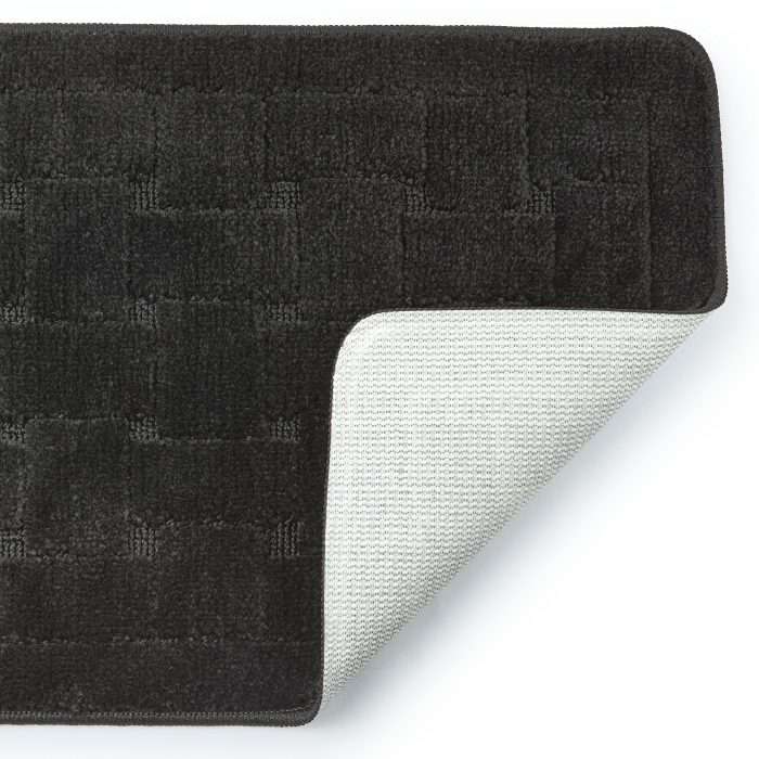Orkney Crosshatch Bath Mat, Black (Non-Slip Polycotton) - Image 2