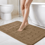 Orkney Crosshatch Bath Mat, Beige (Non-Slip Polycotton)