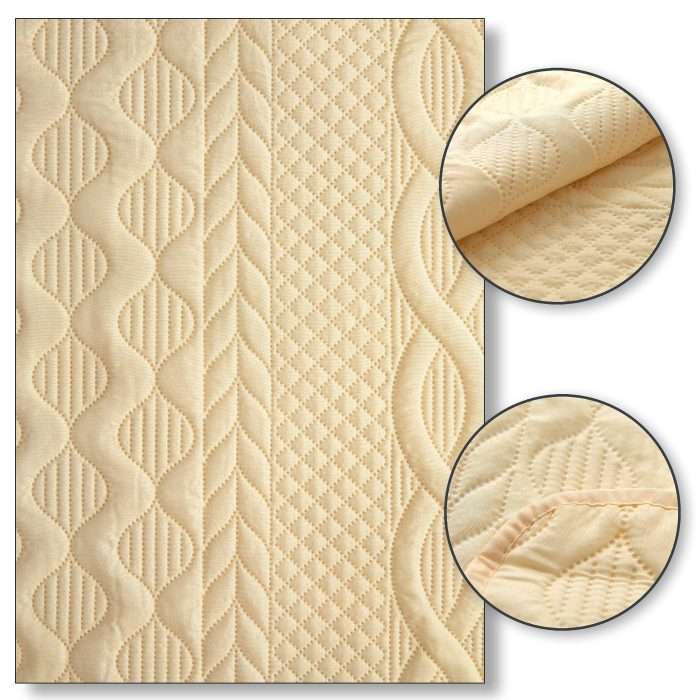 Aran Bedspread, Cream (Quilted Design) - Image 5