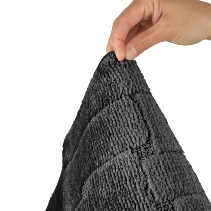 Orkney Crosshatch Bath Mat, Black (Non-Slip Polycotton) - Image 3
