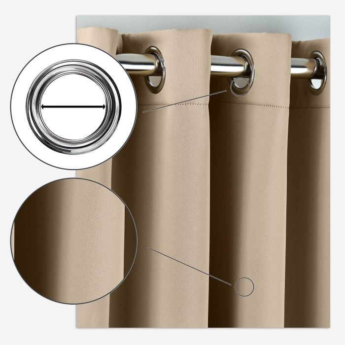 Cali Eyelet Woven Curtains, Latte (Blackout & Thermal) - Image 2