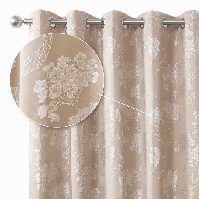 hi3eqrpu_bla6669wht.jpg Blossom Eyelet Curtains, Cream (Jacquard Floral Design) - Image 1