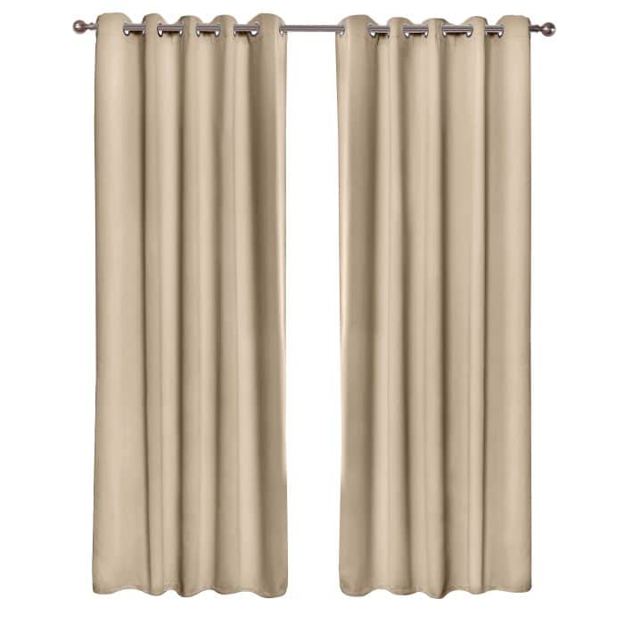 Cali Eyelet Blackout Curtains Cali Eyelet Woven Curtains, Latte (Blackout & Thermal) - Image 1