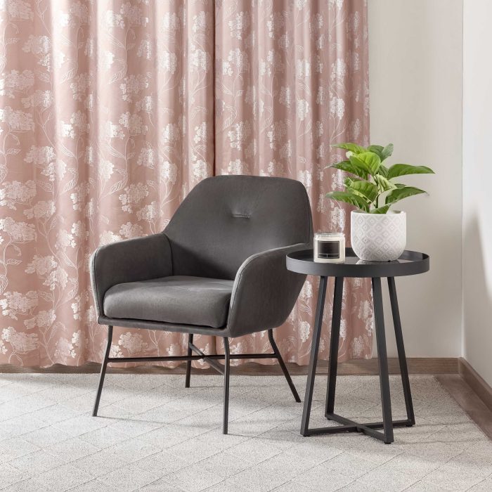Blossom Eyelet Curtains, Blush Pink (Jacquard Floral Design) - Image 3
