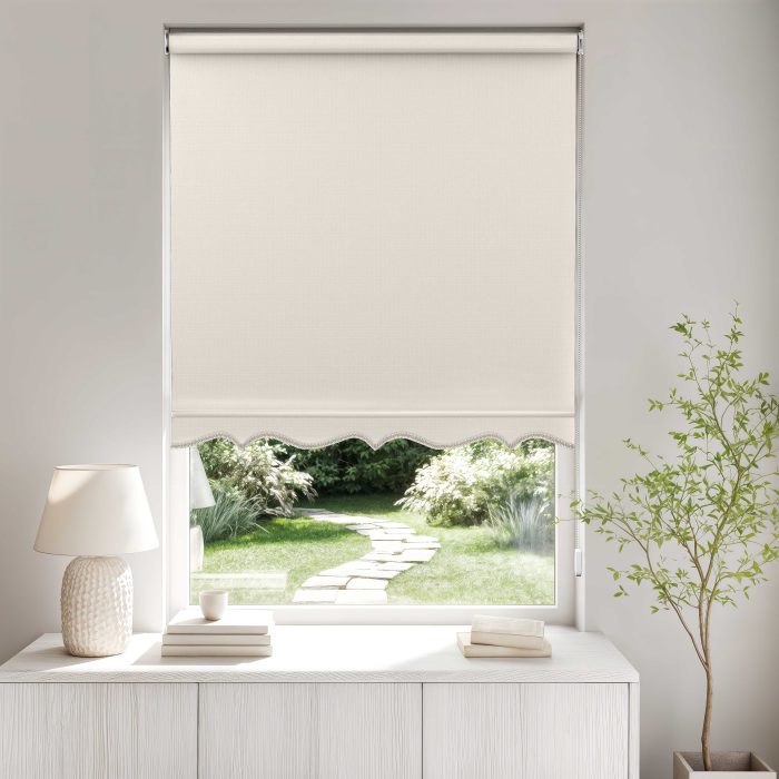 Scalloped Roller Blind, Cream - Image 5