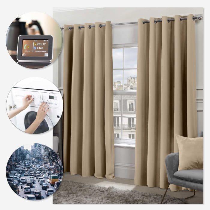 Cali Eyelet Woven Curtains, Latte (Blackout & Thermal) - Image 4