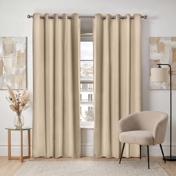 Cali Eyelet Woven Curtains, Latte (Blackout & Thermal) - Image 3
